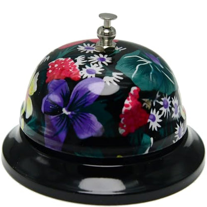 Call Bell Desk Service Bell Ding Bell for Restaurant Hotel Room Kitchen Party Office Elderly Large Black Floral Pattern Bell,3.3 inch - color: Black Yellow-pattern