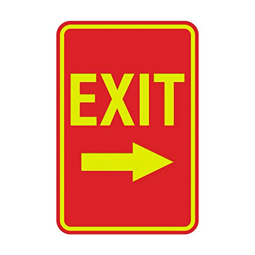 Signs ByLITA Portrait Round Exit Right Arrow Sign with Adhesive Tape, Mounts On Flat Surface (Red/Yellow) - Small - color: Red/Yellow, size: 4 x 6" - Small (1 Pack)