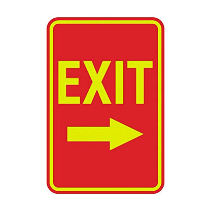 Signs ByLITA Portrait Round Exit Right Arrow Sign with Adhesive Tape, Mounts On Flat Surface (Red/Yellow) - Small - color: Red/Yellow, size: 4 x 6" - Small (1 Pack)