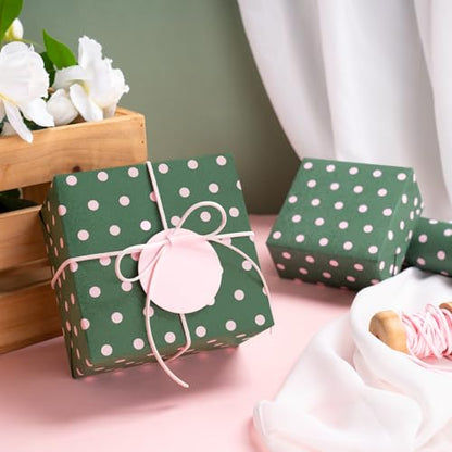 WRAPAHOLIC Kraft Wrapping Paper - Mini Roll - 17 Inch x 33 Feet - Green and Pink Polka Dot Wrapping Paper for Christmas, Birthday, Holiday, Wedding, Baby Shower - color: Kraft Polka Dot - Green & Pink, size: 17 inch x 33 feet