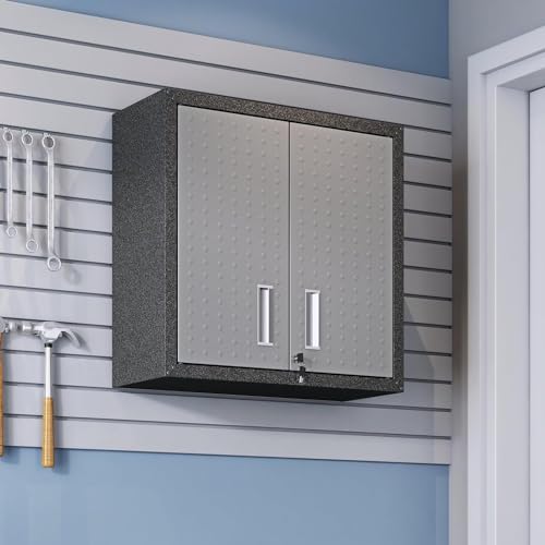 Manhattan Comfort Fortress Floating Storage Cabinet, Modern Stainless-Steel Garage Cabinet, Grey - color: Grey, style: Floating Cabinet