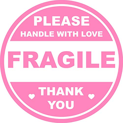 2 inch 300 PCS Pink Round Fragile Stickers for Shipping