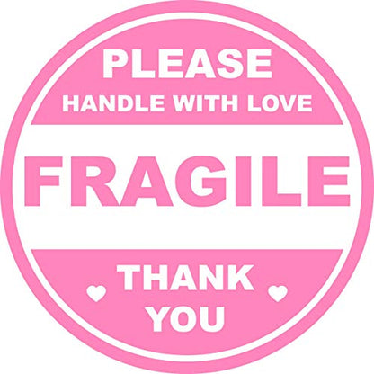 2 inch 300 PCS Pink Round Fragile Stickers for Shipping
