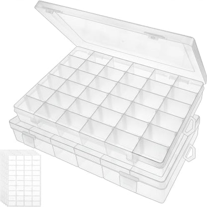 Bead Organizer Storage 2 Pack 36 Grid Jewelry Tackle Craft Box Adjustable - color: 2 Pack