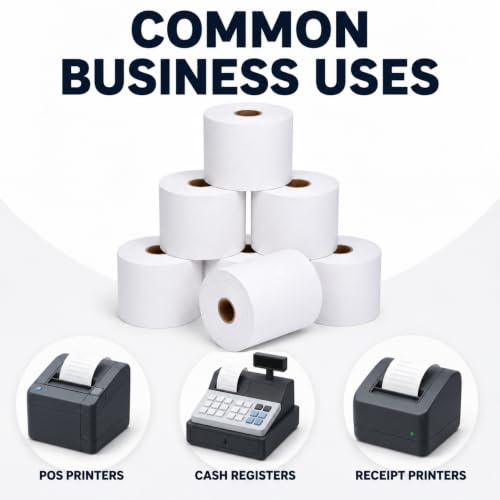 Thermal Paper Rolls, 2 1/4" x 200', 50 Rolls/Case, White Receipt Paper for POS, Cash Registers & Receipt Printers - size: 2 1/4" x 200'