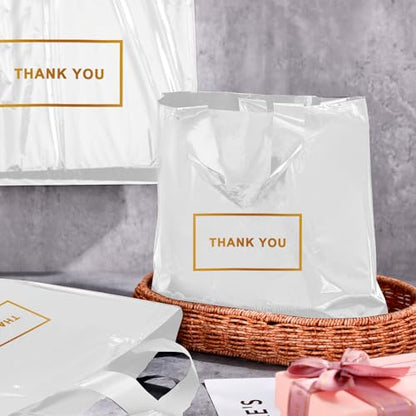 Teling 200 Pcs Thank You Plastic Bags Bulk Thank You Merchandise Bags for Wedding Business, 9 x 12'', 12 x 15'', 15 x 18''(White) - color: White