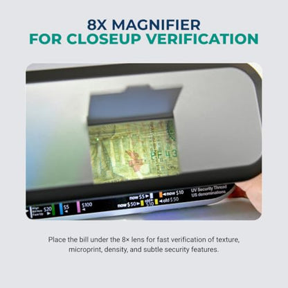 K440 Counterfeit Bill Detector, Professional Two UV Eco-Friendly LEDs, Magnetic Ink Sensor, Backlight for Watermark Detection, Built-in Magnifier for Money, Credit Cards and IDs
