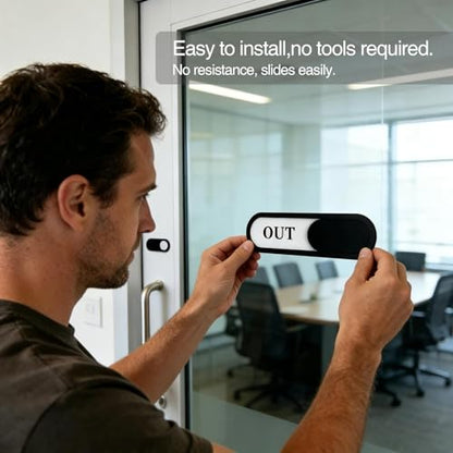 In/Out Slider Sign 3Pack, Acrylic, Black 7.4x2.2in - color: In/Out Sign, size: 3 PCS