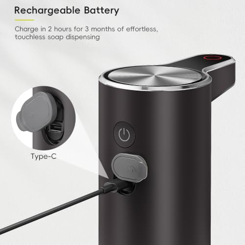 EKO Aroma Touchless Automatic Soap Dispenser for Bathroom and Kitchen, Liquid Hand Soap Dispenser, Rechargeable, 9 fl oz (Dark Grey) - color: Dark Grey, size: 9 oz