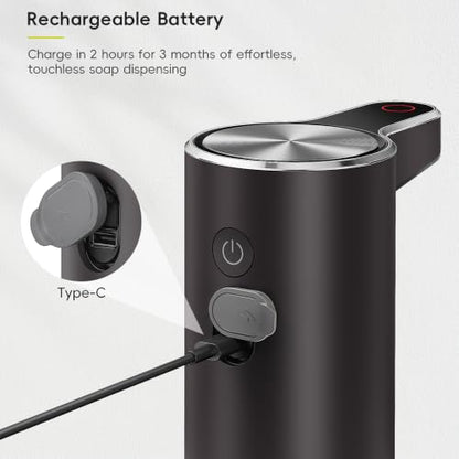 EKO Aroma Touchless Automatic Soap Dispenser for Bathroom and Kitchen, Liquid Hand Soap Dispenser, Rechargeable, 9 fl oz (Dark Grey) - color: Dark Grey, size: 9 oz
