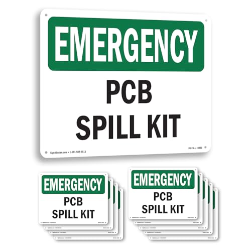 PCB Spill Kit OSHA Emergency Rigid Plastic Sign 24 Inch x 18 Inch - 10 Pack - color: Plastic, size: 10 Pack of 24" x 18"