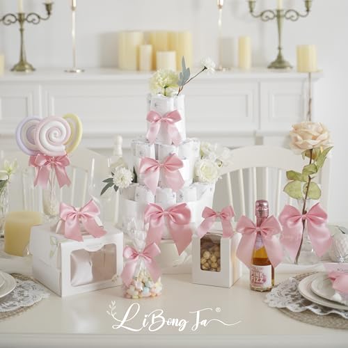 Baby Pink Pre-Made Twist Tie 4.5 Inch Gift Wrap Bows 24 Counts - color: Pink