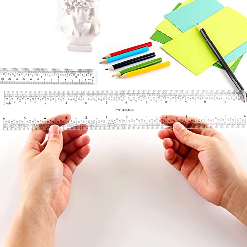 3PCS 6''/12 '' Acrylic Clear Edge Rulers T-Square Ruler, inches and Metric Zero-Centering, T Square Ruler Transparent,for Crafting Drafting and General Layout Work Art Framing & Drafting Scrapbooking - color: 3PCS Clear Acrylic Ruler