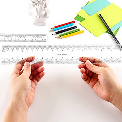 5 PCS 12" Clear Acrylic Ruler Zero-Centering Ruler with Inches & Metric Measuring Tool 12 Inch Straight Edge Rulers for Crafting Drafting Scrapbooking Card-Making Student School Office Home Tool - color: 5 PCS 12" Clear Acrylic Ruler