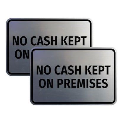 Signs ByLITA Classic Framed No Cash Kept on Premises Sign (Brushed Silver) - Small (2 Pack) - color: Brushed Silver, size: Small (4" x 6") 2 Pack