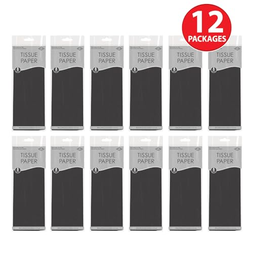 Beistle Black Tissue Paper Sheets – 96 Pack, Bulk Square Craft Tissue, Gift Wrapping for Bags, Boxes, DIY Crafts, Packaging Filler for Retail Displays, Shipping, Parties & Decorative Use, 20” x 20”
