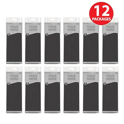 Beistle Black Tissue Paper Sheets – 96 Pack, Bulk Square Craft Tissue, Gift Wrapping for Bags, Boxes, DIY Crafts, Packaging Filler for Retail Displays, Shipping, Parties & Decorative Use, 20” x 20”