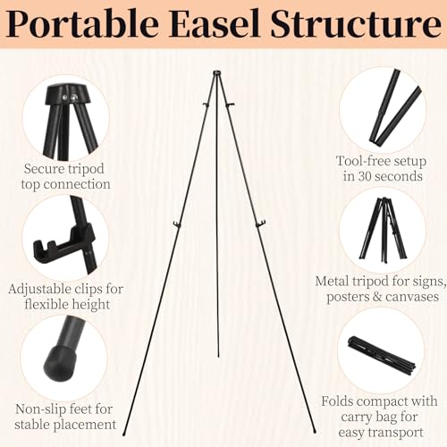 2 Pack 66" Aluminum Easel Stand for Signs & Painting, Black