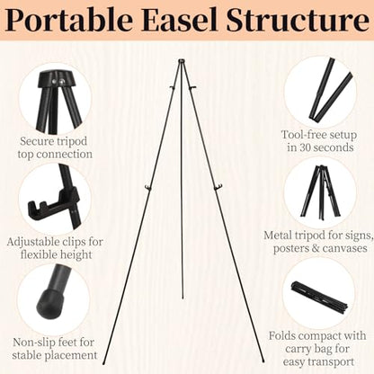 2 Pack 66" Aluminum Easel Stand for Signs & Painting, Black