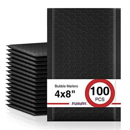 Fuxury Black Bubble Mailers 4x8" 100 Pack Waterproof Padded Envelopes - color: Black, size: 4×8" 100PC
