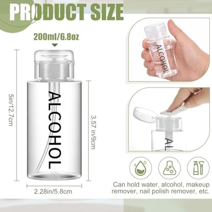 Layhit 3 Pcs 6.7 Oz/ 200 ml Alcohol Pump Dispenser Bottles, Push Down - color: Clear Cap + Clear Bottle, size: 6.7 oz