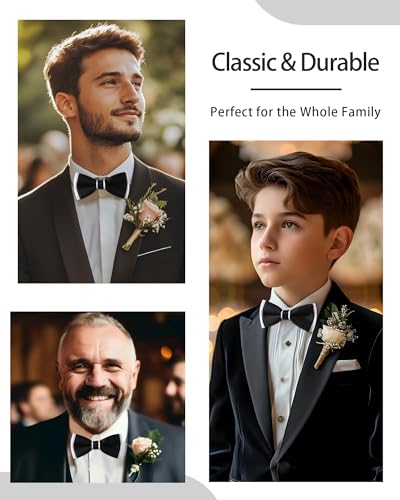 AWAYTR Bow Ties for Men - Pre-Tied Adjustable Tuxedo Style for Wedding - color: Black&white