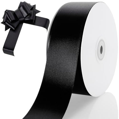 1-1/2 Inch Black Ribbon 50Yards – Perfect for Gift Wrapping - color: Black, size: 1-1/2"