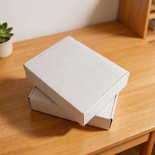 Fishat 13" x 10" x 3" White Corrugated Cardboard Shipping Boxes Set of 5 - size: 13" x 10" x 3"