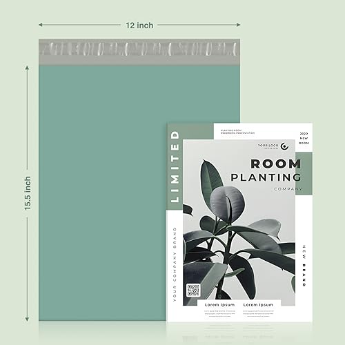 Metronic Poly Mailers 12x15.5 100 Pack Medium Shipping Bags for Clothing - color: Grayed Jade Green, size: 12x15.5 100PC
