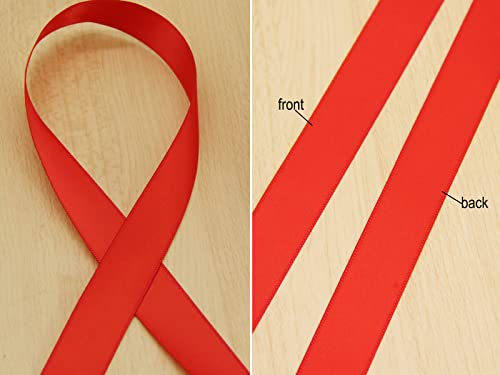 3/4" Red Double Face Satin Ribbon 100yd for Gifts - color: Red, size: 7/8 inch