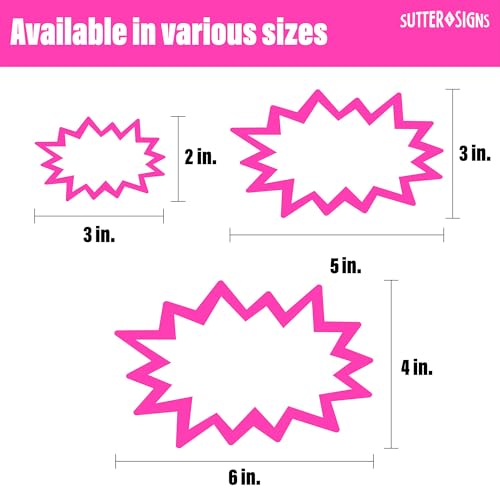 Starburst Signs with Stickers 100pcs 6x8 inch (Neon) - color: Neon, size: 6x8