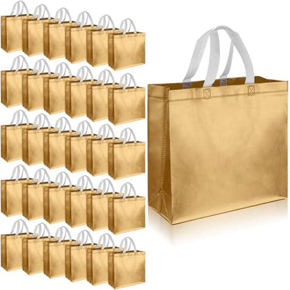 Eccliy 60 Pcs Reusable Gift Tote Bags Housekeeping Appreation Grocery Shopping Bag with Handles for Bridesmaid Wedding(Gold) - color: Gold