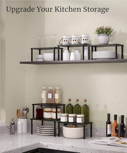Set of 3 Bamboo Cabinet Organizer Shelf,Medium(Black) - color: Black, size: Medium