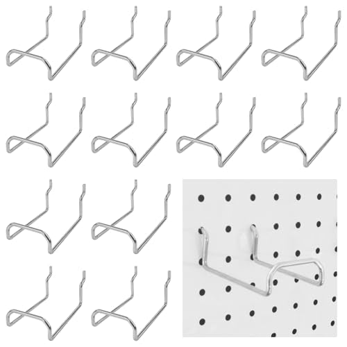 Square Pegboard Hooks 12pcs Dual-Brace Flat L Racks Peg Board (Silver) - color: Silver