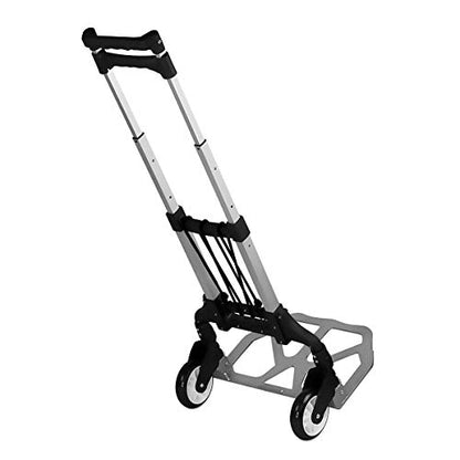 Mount-It! Folding Hand Truck and Personal Dolly, Foldable Aluminum Trolley Cart, 165 Lb Capacity Heavy Duty Dolly with Wheels of Rubber for Moving, Comfortable Telescoping Handle for Indoor Outdoor - size: 165 Lb Capacity