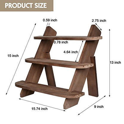 Wooden Display Stand, Tiered Cupcake Stand, 3 Tier Display Stand Riser - color: Walnut-3Tier