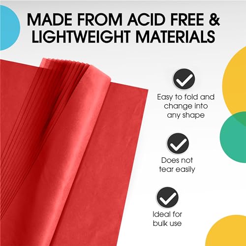 Party Solids Red Tissue Paper for Gift Bags 15" X 20" 480 Sheets - color: Red, size: 15" X 20"