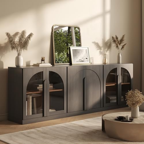 BELLEZE Bijou 3-Piece Modular Sideboard Buffet Cabinet - Ebony - color: Bijou Ebony Aab