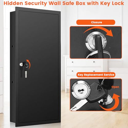 29.53" Tall Wall Safe [ 33% Larger Capacity ] with 2 Removable Shelf & Lock - color: Black, size: 29.53" Tall