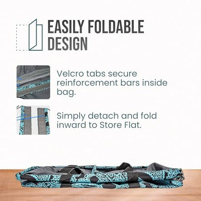 Extra Large Utility Tote Bag - Oversized Collapsible Beach Bag - Paisley Blue - color: Paisley Blue
