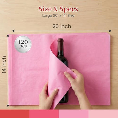 Shindel 120 Sheets Pink Tissue Paper, 20 X 14 inches - color: Multicolor-Pink