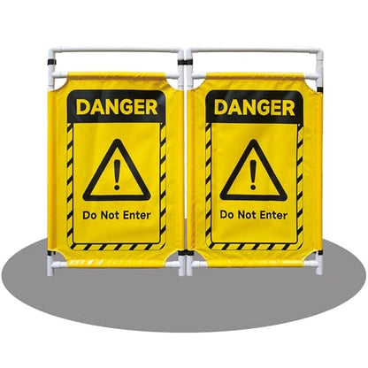 Safety Caution Barricade 2Panels Foldable Security Signs With PVC Tarp Removable Safety Barrier Wet Floor Guard Symbol Clear Printing Safety Fence(Yellow) - color: Yellow-2pcs