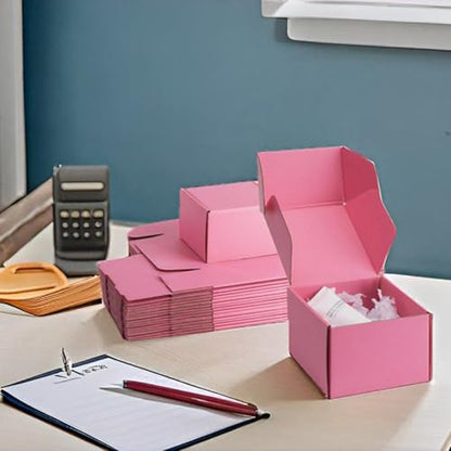 6x6x4 inch Pink Shipping Boxes for Small Business- Set of 25 - color: Pink, size: 6x6x4