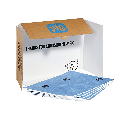 PIG Water Absorbent Mat | Reusable | 5 Pack | 15" W x 19" L | Absorbs up to 29 oz per pad | Blue and White | PM50534 - size: 15" W x 19" L