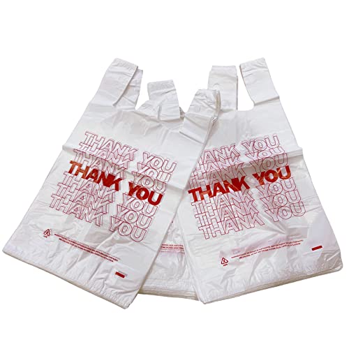 TashiBox 400Ct Plastic Bags with Handles, Thank You Bags - style: 400pcs