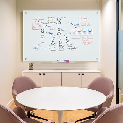 Maxtek Magnetic Glass Whiteboard 48 x 36 in, Frameless Glass Board for Wall (Pack of 2) - size: 48"W x 36"H (Pack of 2)