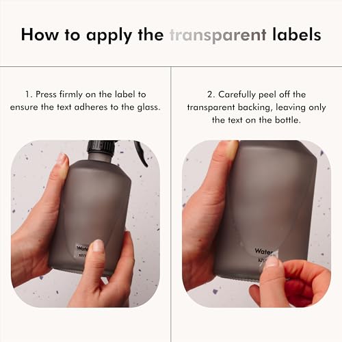 KIVY Glass Soap Dispenser Set 2X 16oz - incl. Waterproof Labels - with Pump - color: Matte Black