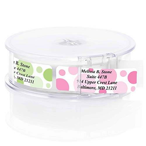 ARTISTIC DIRECT Dots of Color Designer Rolled Personalized Name Address Labels with Elegant Dispenser - size: 500 Labels, style: Dots of Color