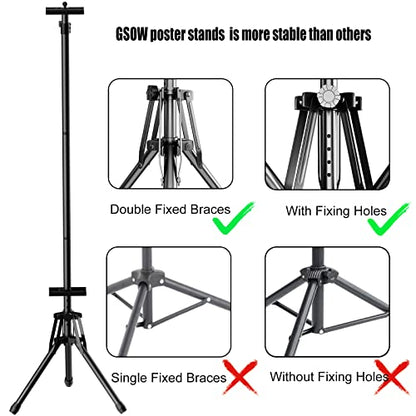 Poster Stands for Double Display, Adjustable Poster Board Height Up to 80" - color: 1 Pack Black