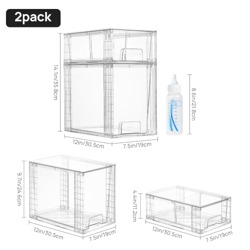 Vtopmart Clear Stackable Storage Drawers, 8 Pack Tall Organizer Set - style: 4 Large+4 Small